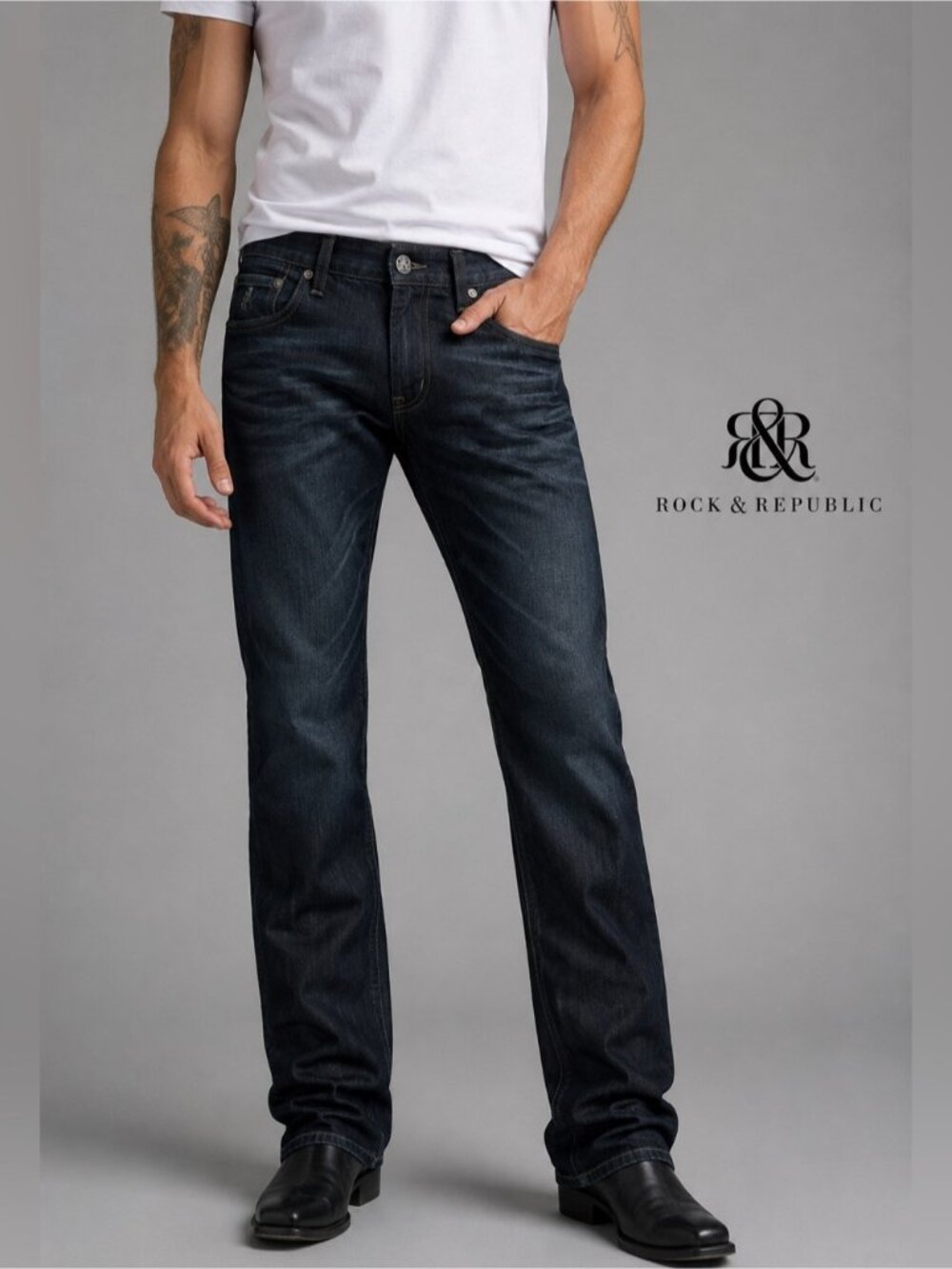 Rock & Republic AXL Bootcut Jeans Men’s 30x30 Dark Wash Denim Y2K